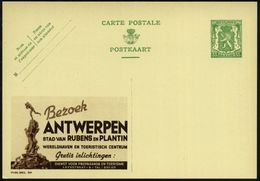 BELGIEN 1935 35 C. Reklame-P Grün: ANTWERPEN/STAD VAN RUBENS EN PLANTIN.. (Skulptur) P.- P. Rubens, Fläm. Maler, Plantin - Other & Unclassified