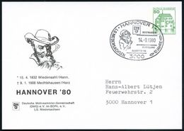 3000 HANNOVER 1/ DMG/ LG.NIEDERSACHSEN.. 1980 (13.9.) SSt = Lehrer Lämpel Auf PP 50 Pf. Burgen, Grün: HANNOVER '80 = Sel - Stripsverhalen