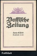 Berlin 1915 Reklame- U.Bestellklapp-Kt. "Vossische Zeitung" Mit Antwortkt.: "An D. K. Postamt.." (Signet Der Zeitung) Un - Scrittori