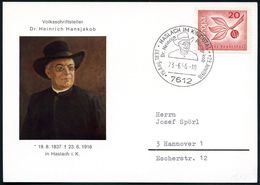 7612 HASLACH IM KINZIGTAL/ Dr.Heinrich Hansjakob/ *19.Aug.1837/ +23.Juni 1916 1966 (23.6.) SSt = Dichter Des Kulturkampf - Schrijvers