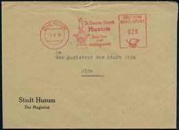 (24b) HUSUM/ Th.Storm Stadt/ Das Tor/ Zur/ Halligwelt 1953 (3.6.) AFS (Asmussen-Waldsen-Brunnen) Kommunalbf, (DÜ.E-23B)  - Ecrivains