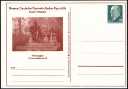 Neuruppin 1968 PP 10 Pf. Ulbricht, Grün: Fontanedenkmal , *30.12.1819 - 20.9.1898, Apotheker, Autor, Journalist, Werke ü - Schrijvers