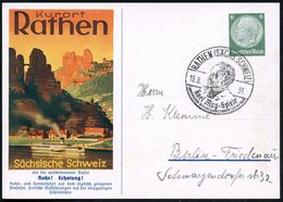 RATHEN (SÄCHS. SCHWEIZ)/ Karl-May-Spiele/ SONDERPOSTAMT.. 1939 (19.8.) Seltener SSt = Karl-May-Brustbild Auf Passender P - Escritores