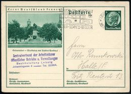 Schweinfurt 1933 (25.5.) 6 Pf. BiP Hindenburg , Grün: Rückert-Denkmal = Autor, Orientalist  U. Übersetzer Oriental. Lite - Writers