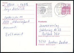8720 SCHWEINFURT 1/ Mf/ RÜCKERTSTADT/ 1788-1988/ FRIEDR./ RÜCKERT.. 1988 MWSt = Kopfprofil Rückert = Autor, Orientalist, - Escritores