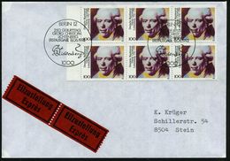 B.R.D. 1992 (11.6.) 100 Pf. "250. Geburtstag G.Ch.Lichtenberg", Reine MeF: 6er-Block + ET-SSt. (BERLIN 12) Inl.-Eil-FDC! - Ecrivains