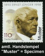 B.R.D. 1998 (Apr.) 110 Pf. "Tod Von Ernst Jünger" Mit Amtl. Handstempel  "M U S T E R" , Postfr. + Amtl. Ankündigungsbla - Schrijvers