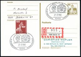 1000 BERLIN 12/ 12.INT.SAMMLERBÖRSE/ GOETHE.. 1982 (27.3.) SSt = Goethe-Münze 3 RM Von 1932 2x Klar + RZ: 1000 Berlin 12 - Schriftsteller