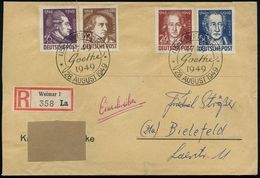 (15a) WEIMAR 1/ 1749/ Goethe.. 1949 (28.8.) SSt 2x Auf Goethe 6 Pf., 12 Pf., 24 Pf. U. 50 Pf. Nach Kunstwerken (Mi.234/3 - Writers