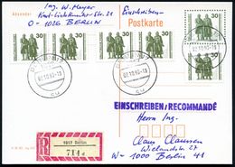 D.D.R. 1990 (2.10.) 30 Pf. Goethe-Schiller + Motivreine .Zusatzfrank. 30 Pf. Goethe/Schiller (5x) + RZ: 1017 Berlin/d (= - Schrijvers