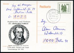 D.D.R. 1990 (2.10.) 30 Pf. Amtl. P "Goethe-Schiller-Denkmal", Oliv + Zudruck: Wegbereiter U. Förderer D. Deutschen Einhe - Ecrivains