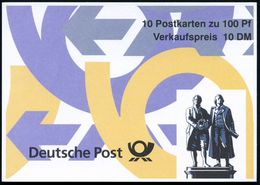 B.R.D. 1998 Amtl. Postkartenheft "Deutsche Post" ,10 X 100 Pf. Goethe/Schiller-Denkmal (Weimar) Kompl. Postfr. (Mi.PH 1) - Writers