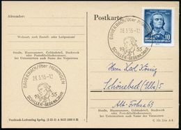 AUERBACH über MEININGEN/ SCHILLER-GEDENKJAHR 1955 (28.5.) HWSt = Schiller Brustbild Auf Passender EF 10 Pf. Schille-Jahr - Scrittori