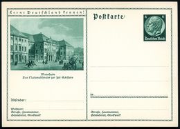 Mannheim 1933 6 Pf. BiP Hindenbg. Grün: Das Nationaltheater Zur Zeit Schillers, Ungebr. (Mi.P 221/052) - Reitsport: Trab - Schriftsteller