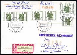 D.D.R. 1990 (2.10.) 30 Pf. Goethe-Schiller + Motivreine .Zusatzfrank. 30 Pf. Goethe/Schiller (5x) + RZ: 1017 Berlin/d (= - Schrijvers