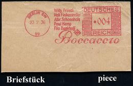 BERLIN SW/ 19/ Willy Fritsch/ Heli Finkenzeller../ Ufa/ Bocaccio 1936 (23.7.) Seltener AFS = Verfilmung Des "Decamerone" - Schriftsteller