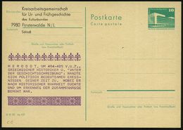 Finsterwalde 1984 Amtl. P 10 Pf. PdR, Grün + Amtl. Zudruck: HERODOT, UM 484 - 425.."VATER DER GESCHICHTSSCHREIBUNG" , Un - Schrijvers