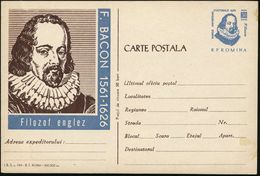 RUMÄNIEN 1961 30 B. Sonder-P "400. Geburtstag Francis Bacon" (Brustbild) 1561-1626, Empirismus-Philosoph Etc., Ungebr.,  - Escritores