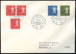 SCHWEDEN 1949 (22.1.) A. Strindberg, überkpl. Satz , 3x ET-SSt.: STOCKHOLM, Bedarfs-Inl:-FDC + Info-Karte, 2 Belege  (Mi - Schriftsteller