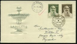 TSCHECHOSLOWAKEI 1954 (8.2.) Leo Tolstoi, Kompl.Satz + Tolstoi-SSt.: PRAHA 1 , Sauber Gest. Ausl-Bf.!  (Mi.840/41) - Seg - Schriftsteller