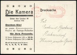 BERLIN NW/ *7IV 1928 (24.12.) PFS 3 Pf. Auf Reklame-Kt: Die Kamera..DAS LACHENDE AMERIKA .."Felix Der Kater", "Der Eiser - Theatre