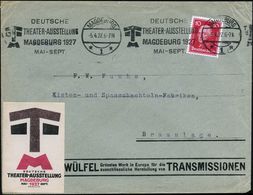 MAGDEBURG/ *1*/ DEUTSCHE/ THEATER-AUSSTELLUNG.. 1927 (25.3.) BdMWSt (Monogr.-Logo) + Motivgl., Amtl. Reklame-Vignette (s - Théâtre