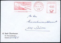 42 OBERHAUSEN 1/ Städtische Bühnen/ ..Stadtverwaltung 1968 (16.8.) AFS (= Bühnen-Scheinwerfer) Klar Gest. Kommunal-Bf. ( - Teatro