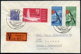 WEIMAR/ DAS DEUTSCHE/ NATIONALTHEATER WEIMAR.. 1959 HWSt (Portal) 2x + Alter V-Zettel Weimar 1 A, Inl.-Wert-Bf.!, Selten - Teatro