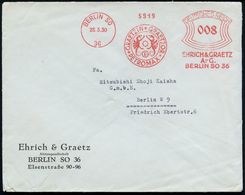 BERLIN SO/ 36/ GRAETZIN GRAETZOR/ PETROMAX/ EHRICH & GRAETZ/ A-G. 1930 (28.3.) Dekorativer AFS = 2 Geflügelte Drachen ,  - Ecrivains