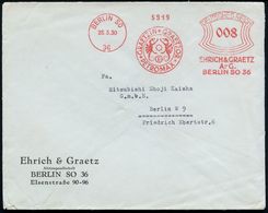 BERLIN SO/ 36/ GRAETZIN GRAETZOR/ PETROMAX/ EHRICH & GRAETZ/ A-G. 1930 (28.3.) Dekorativer AFS = 2 Geflügelte Drachen ,  - Writers