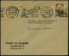 HANNOVER 1/ S2/ Besucht D./ Logenmuseum 1939 (März) BdMWSt (Endlosstempel) = Winkelmaß, Zirkel U. Krone , Klar Gest. Fir - Franc-Maçonnerie