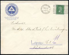 LEIPZIG 08/ *MESSESTADT* 1927 (23.11.) MaWSt + 7 Striche Rechts Auf Blauem Vordr.-Bf.: GESELLIGE VEREINIGUNG LEIPZIGER L - Freemasonry