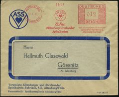 ALTENBURG/ (THÜRING)2/ ASS/ Echte/ Altenburg Stralsunder/ Spielkarten.. 1933 (12.4.) AFS = Spitze Vom Herz-Ass , Motivgl - Non Classés