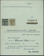 Berlin 1906 3 Pf./2 Pf. + 3 Pf./2 Pf. Germania, Antwort-P. + Zudruck: SKATVEREINIGUNG "GROSS" (Skatabend Fällt Aus) Unge - Sin Clasificación