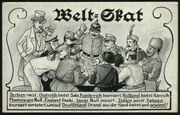 DEUTSCHES REICH 1914 S/w.-Propaganda-Künstler-Ak.: Welt-Skat, Serbien Reizt.. Deutschland Grand..gewinnt! (Amerika Schau - Sin Clasificación