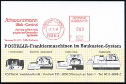5024 Pulheim 1984 (3.7.) AFS.: VORFÜHRSTEMPEL/POSTALIA/Schwarzmann/Web-Control/Service U. Vertrieb/papierzuführender/Sys - Informatica