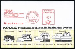 7000 Stuttgart 80 1983 (23.9.) AFS.: VORFÜHRSTEMPEL/POSTALIA/ I B M/IBM Deutschland GmbH.. , Seltene Postalia-Musterkart - Informatica