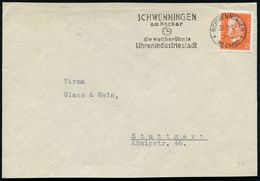 SCHWENNINGEN/ *(NECKAR)*/ ..die Weltberühmte/ Uhrenindustriestadt 1932 (30.10.) MWSt (Halbstempel!) = Zifferblatt (Bf. F - Horloges