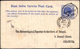 INDIEN 1891 (20.5.) 1/4 A. Victoria Dienst-P., Blau: Form D/Meteorological Reporter Govt. Of Bengal/ WEEKLY RAINFALL REP - Klimaat & Meteorologie