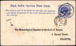 INDIEN 1891 (20.5.) 1/4 A. Victoria Dienst-P., Blau: Form D/Meteorological Reporter Govt. Of Bengal/ WEEKLY RAINFALL REP - Clima & Meteorologia