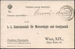 ÖSTERREICH 1909 (10.1.) 2K: FLITSCH/BOVEC Auf Portofreier Klapp-Kt.: K.k. Zentralanstalt Für Meteorologie U. Geodynamik  - Clima & Meteorologia