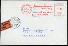 709 ELLWANGEN (JAGST)/ Thalheimer/ Kühlung.. 1964 (7.7.) AFS 100 Pf. Auf (links Verkürztem) Fern-Eil-Bf., Rs. AS. (Dü.E- - Non Classificati