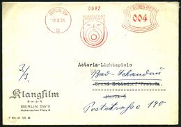 BERLIN SW11/ KLANGFILM 1933 (2.3.) Dekorativer  AFS (Logo: Stilis. Lautsprecher Mit Klangwellen) Nachgesandter Inl.-Bf.  - Muziek