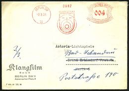 BERLIN SW11/ KLANGFILM 1933 (2.3.) Dekorativer  AFS (Logo: Stilis. Lautsprecher Mit Klangwellen) Nachgesandter Inl.-Bf.  - Musique
