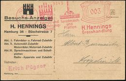 HAMBURG/ 36/ Fahrrad-u./ Kfz.-/ Zubehör/ Homocord-Electro/ Sprechmasch./ U./ Platten/ H.Hennings 1932 (23.7.) AFS = Scha - Musique