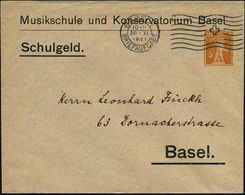 SCHWEIZ 1921 (30.11.) PU 5 C. Tellknabe, Orange: Musikschule U. Konservatorium Basel/ Schulgeld.. , MaWellenSt.: BASEL 1 - Musica