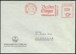 (16) KASSEL-WILHELMSHÖHE 1/ Bruder/ Singer/ Volksliederbuch/ BÄRENREITER/ VERLAG 1962 (20.1.) AFS Klar Auf Dekorat. Firm - Musica