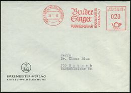 (16) KASSEL-WILHELMSHÖHE 1/ Bruder/ Singer/ Volksliederbuch/ BÄRENREITER/ VERLAG 1962 (20.1.) AFS Klar Auf Dekorat. Firm - Música