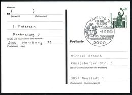 2000 HAMBURG 36/ John Lennon/ 50.Geburtstag.. 1990 (9.10.) SSt = Kopfbild John Lennon (Beatles) Klar Gest. Inl.Kt. - Wel - Musique