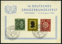 (14a) STUTTGART/ A/ 14.DEUTSCHES SÄNGERBUNDESFEST 1956 (4.8.) SSt = Notenzeile 2x Rs. Auf Sonderkarte (Michaelis Nr.23,  - Música